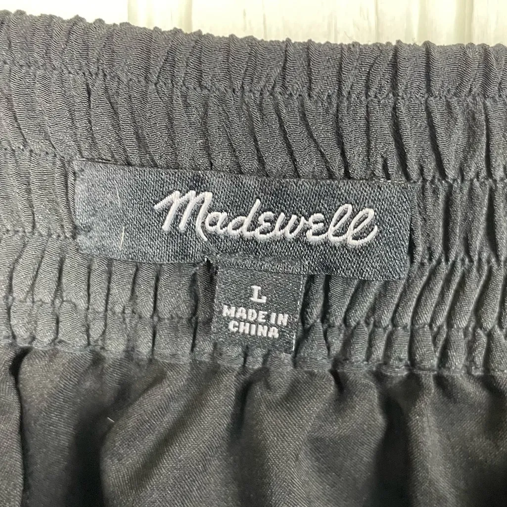 Madewell 100% Silk Parkway Mini Skirt Black Faux Wrap Women's Size Large F2699 - Image 6