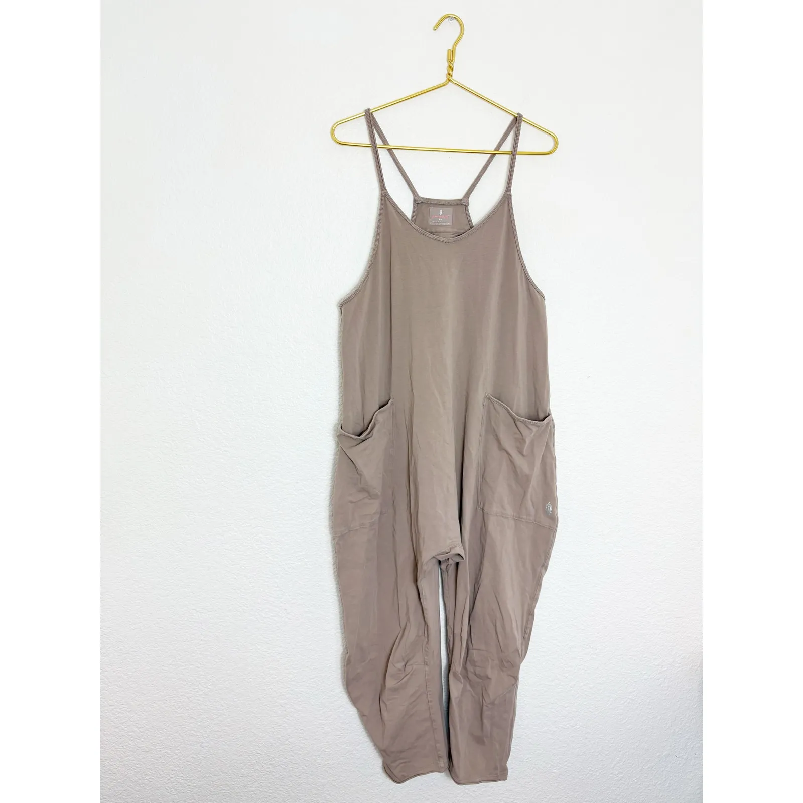 Free People Movement Hot Shot Onesie Size Small Tan Lagenlook Oversized Relaxed - Image 4