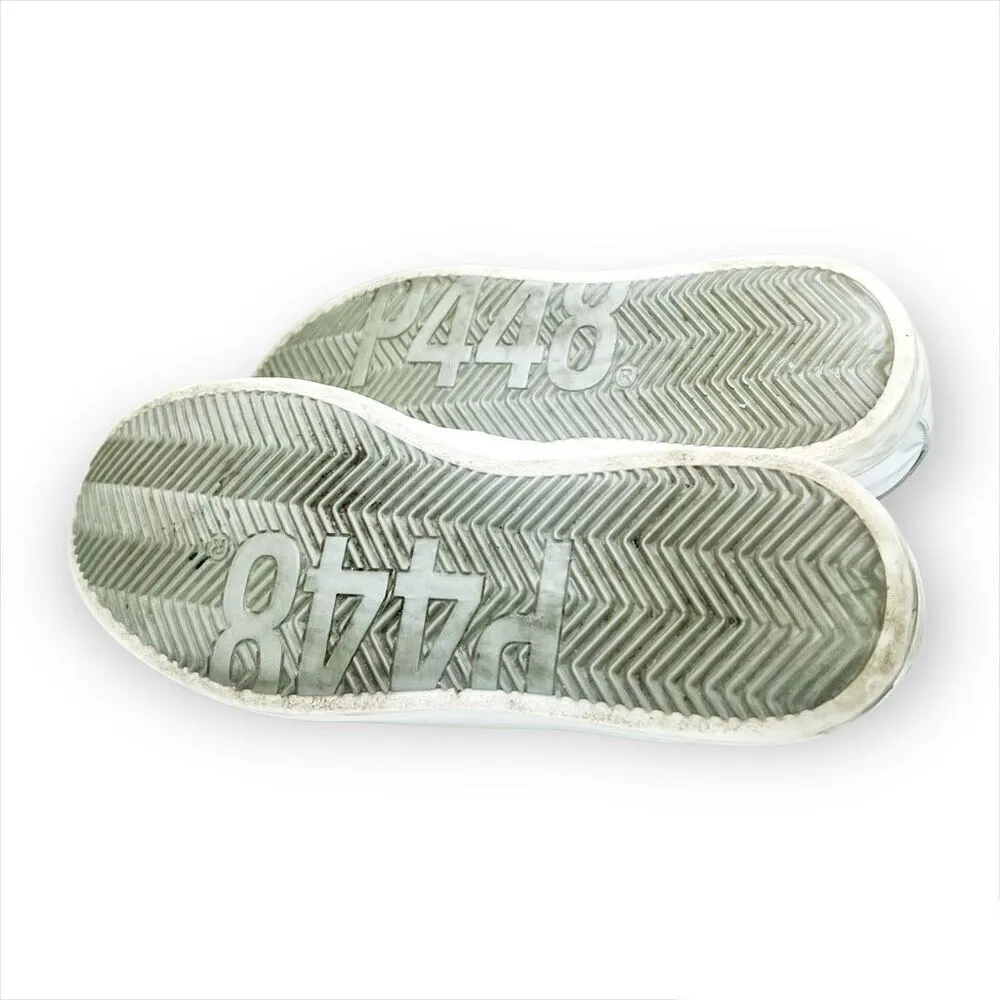 P448 John Sneaker Coated Leather Faux Fur Tongue Lace Up Shoes Size 38 - Image 7