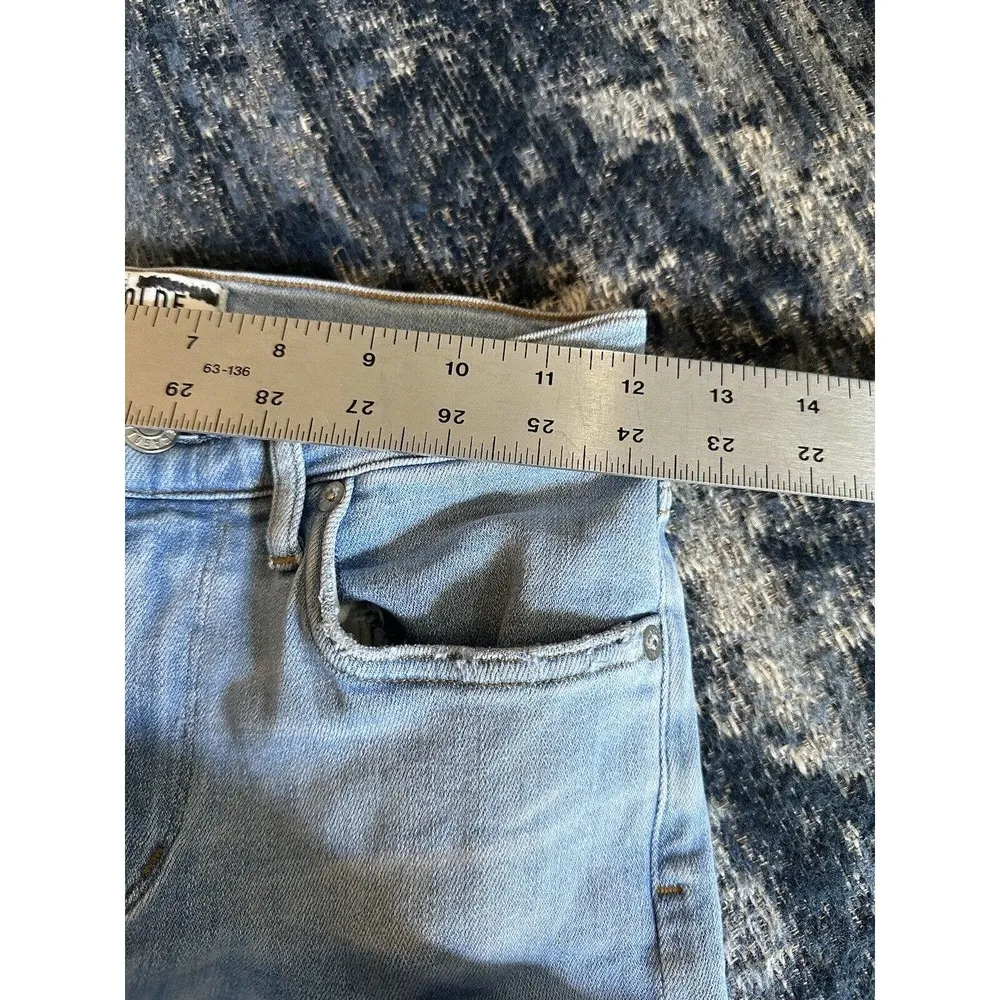 AGOLDE SOPHIE CROP Mid Rise Skinny Ankle Jeans Raw Frayed Hems Light Wash Size25 - Image 6