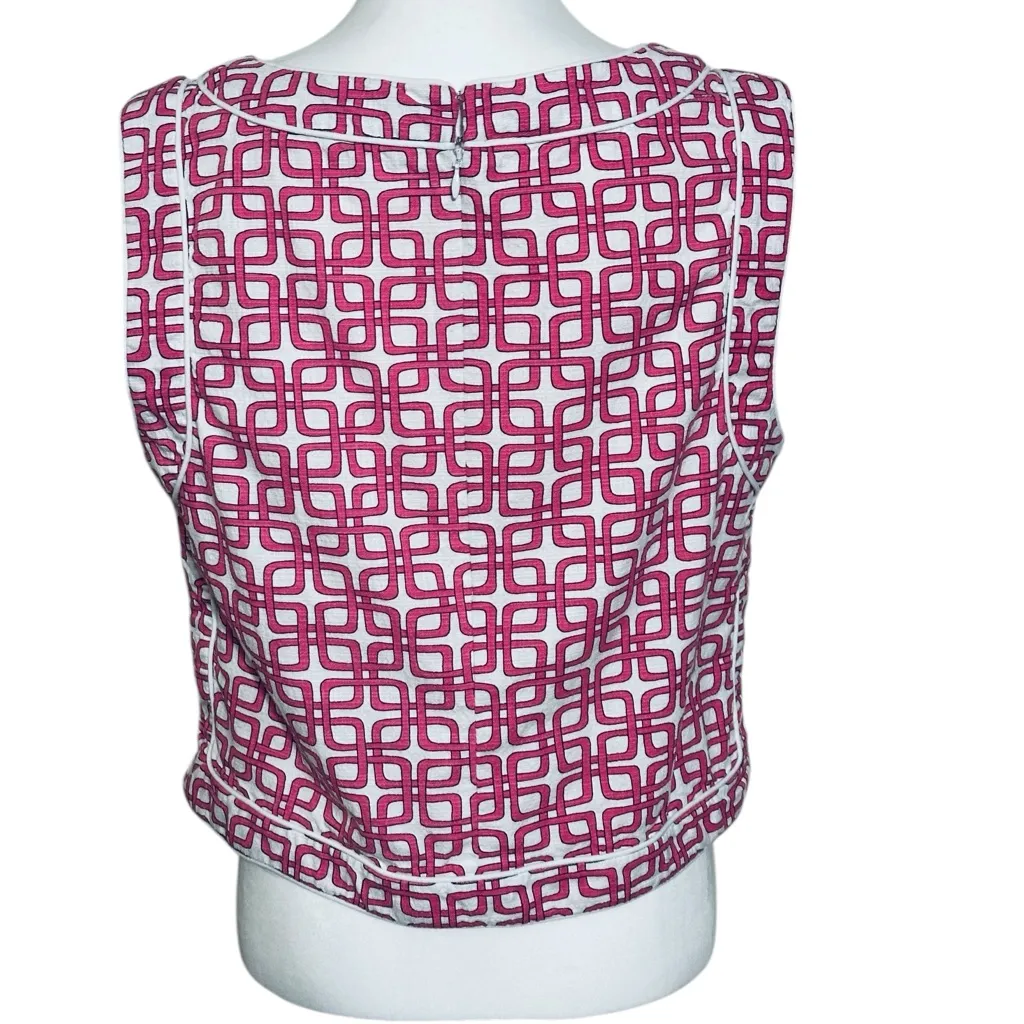 Trina Turk Geometrical Pink and White Sleeveless Top Size 12 - Image 4