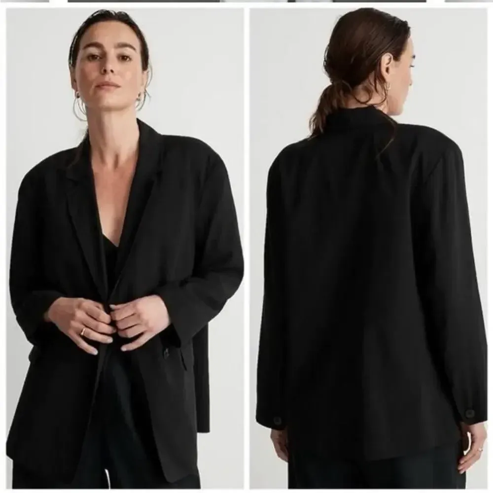 Madewell  The Relaxed Blazer‎ NWT in Soft Drape True Black Oversized Drape… - Image 2