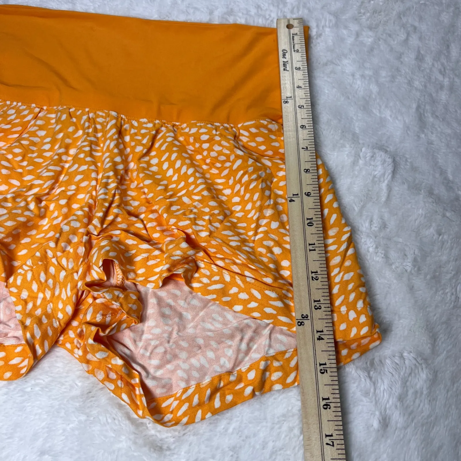 Old Navy Maternity Orange White Speckle Print Jersey Lounge Shorts Small NWOT - Image 7