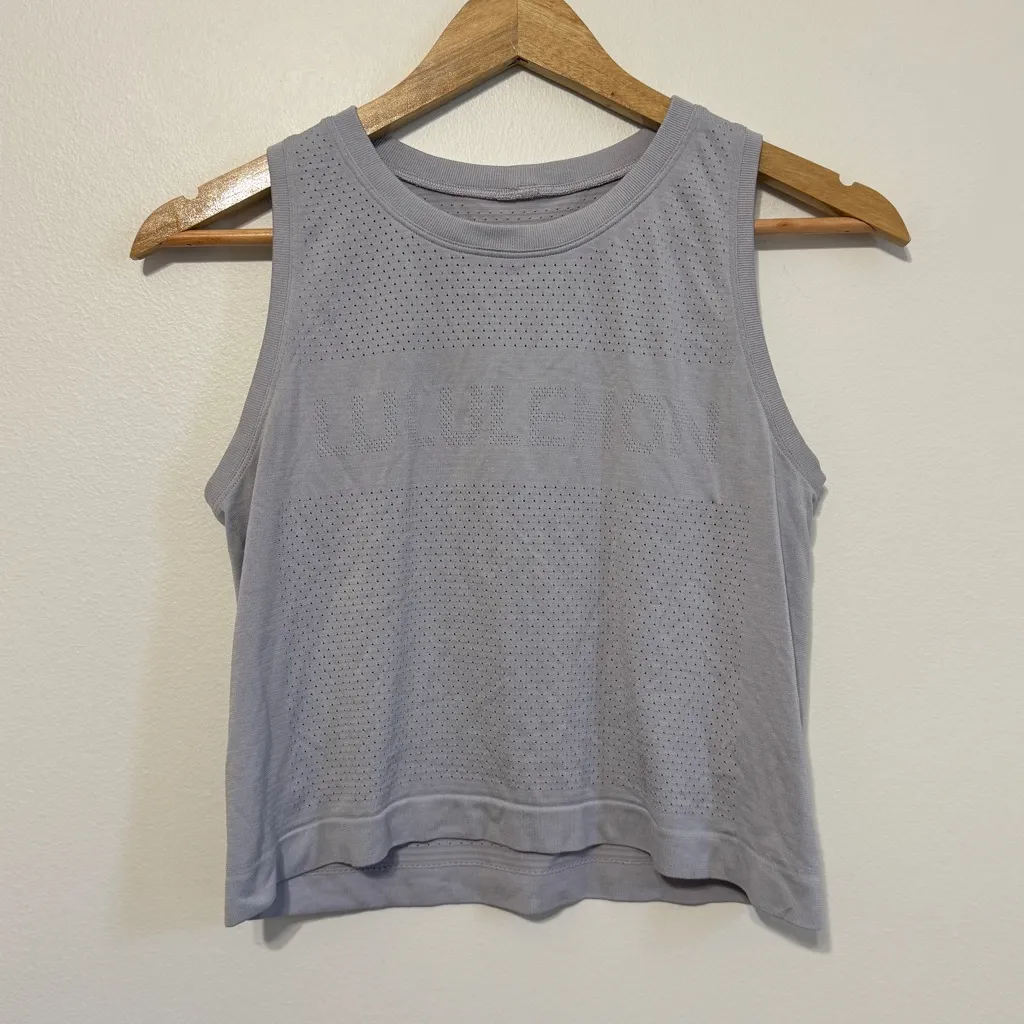 Lululemon Breeze By Muscle Crop Tank Sleeveless Top Silver Lilac Size 6 - Image 2