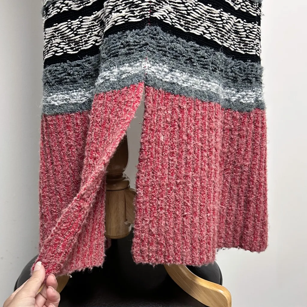 Anthropologie Sleeping On Snow Red Ivory Quillins Jacquard Open Vest Duster M/LP Size undefined - Image 5