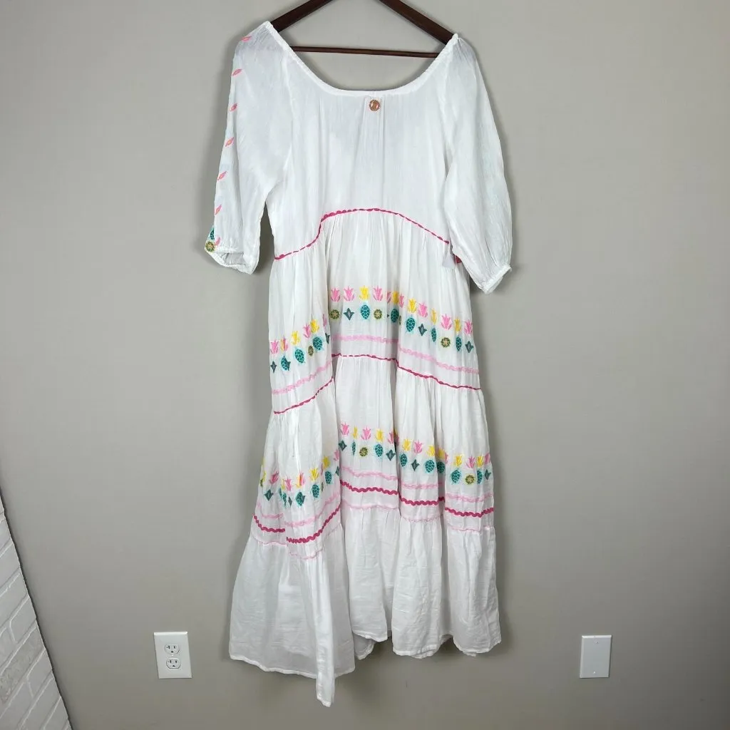Simply Southern Maxi Dress Womens XXL White Embroidered Turtle Flowers‎ Boho New - Image 11