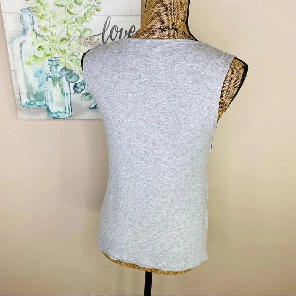 Chico’s‎ Tiered Front Jersey Knit Tank Top Gray - Image 4