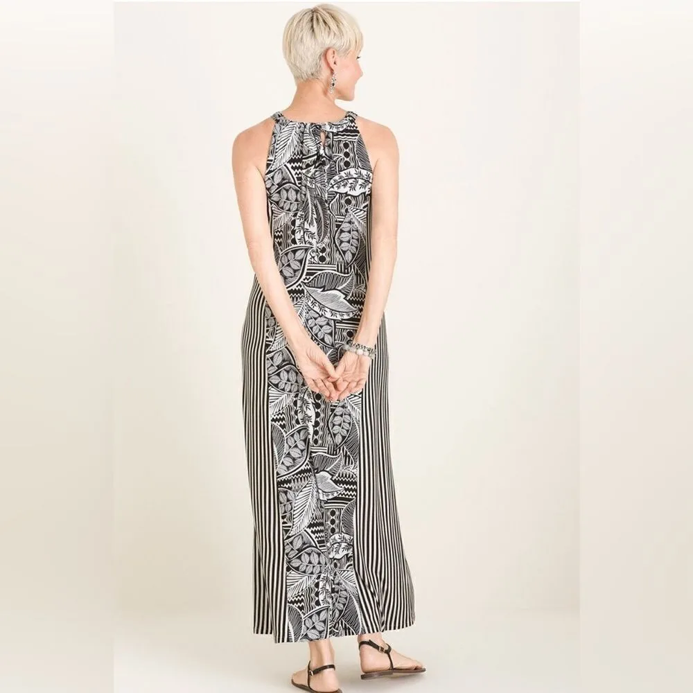 NWT Chico’s Tropical Print Striped Maxi Dress - Image 3