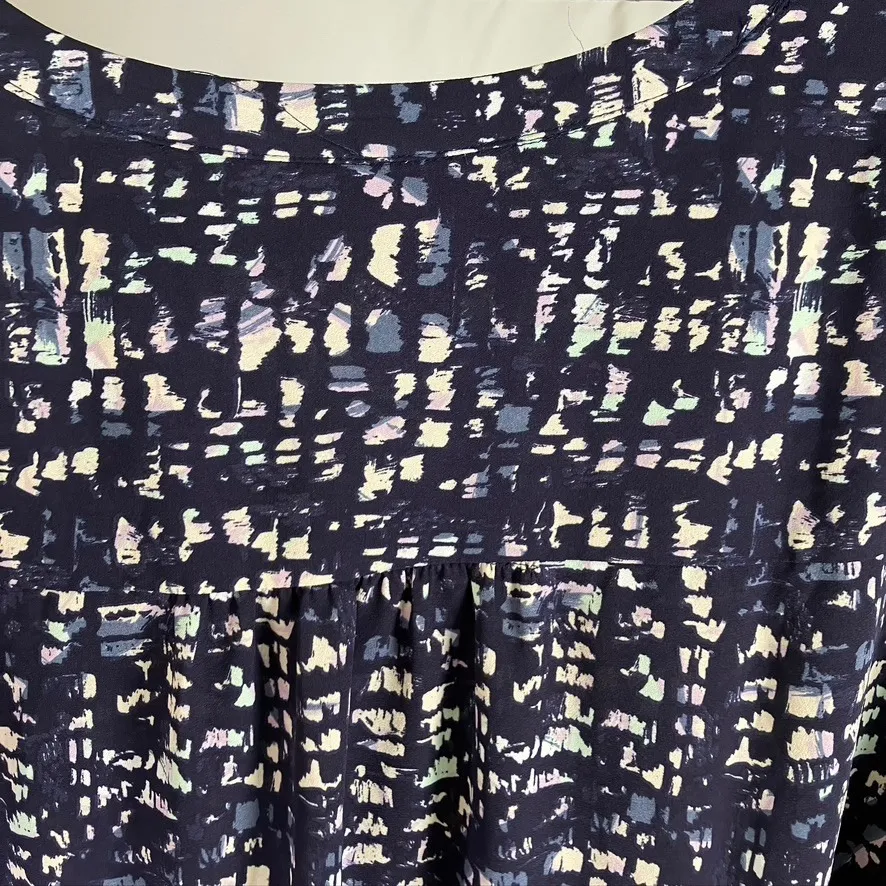 Evri Women's 2X Dress Navy Blue Abstract‎ Print V Neck Short Sleeve Career Size XXL - Image 7