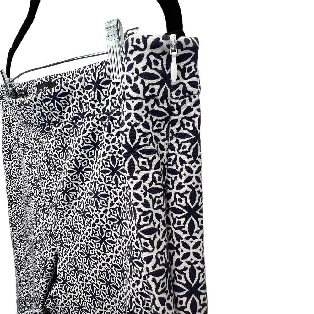 Talbots Chatham Cropped Pants Blue White High Rise Flat Front Side Zip Size 16 - Image 8