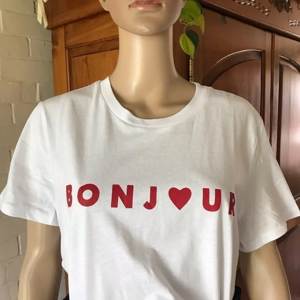 𝅺 graphic t-shirt Bonjour size L juniors - Image 3