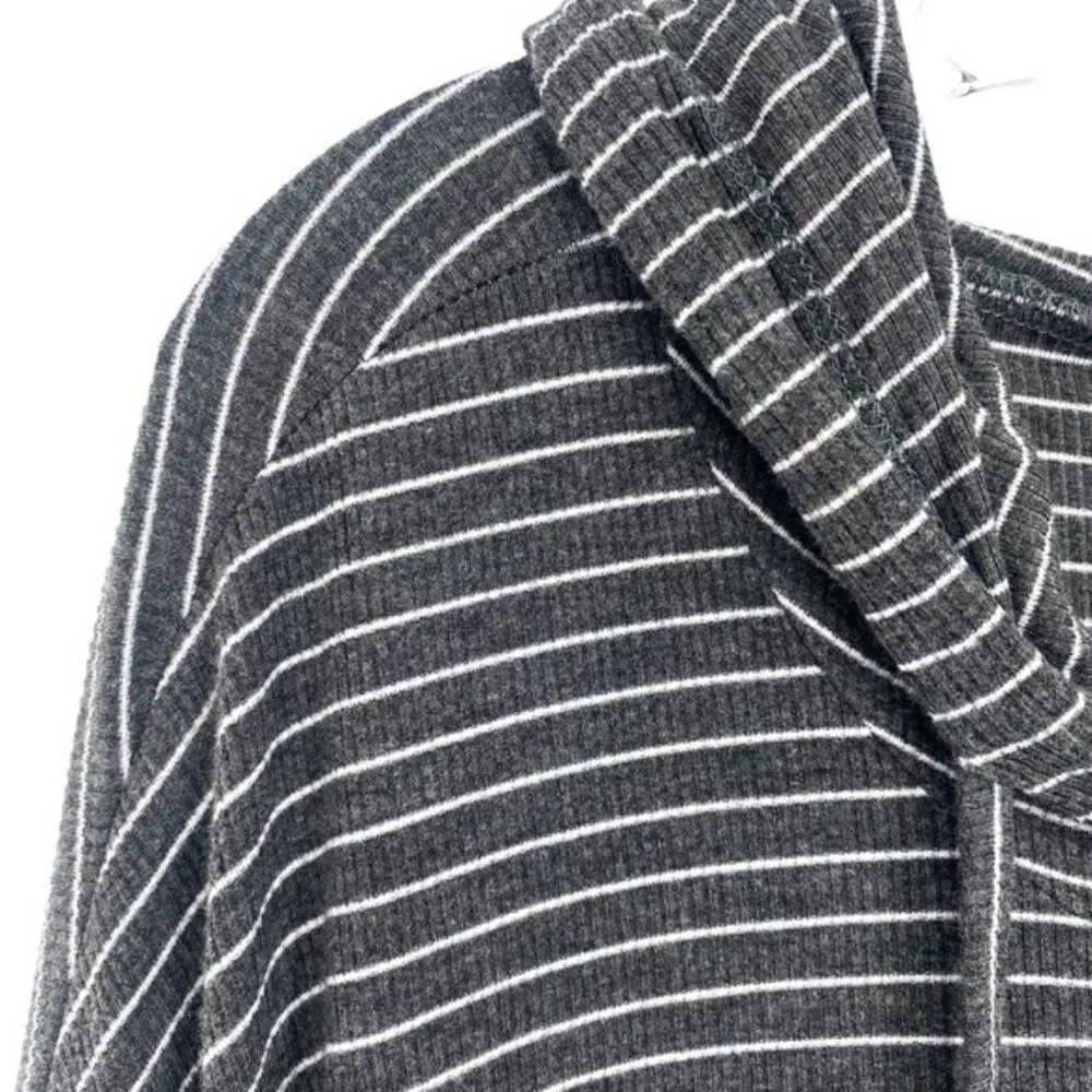 Los Angeles Grey Striped Long Oversized Hoodie Pullover - Image 4