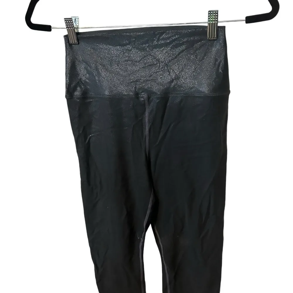 Carbon38 Black Shimmer Mermaid-Like High Waisted Size Medium Yoga Leggings. - Image 2