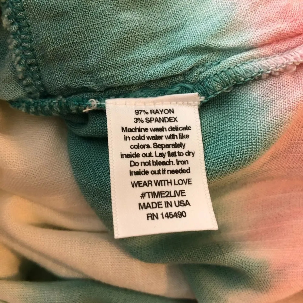 Electric & Rose Womens Tank Dress Tunic Tie Dye Scoop Neck Pullover White XL - Image 4