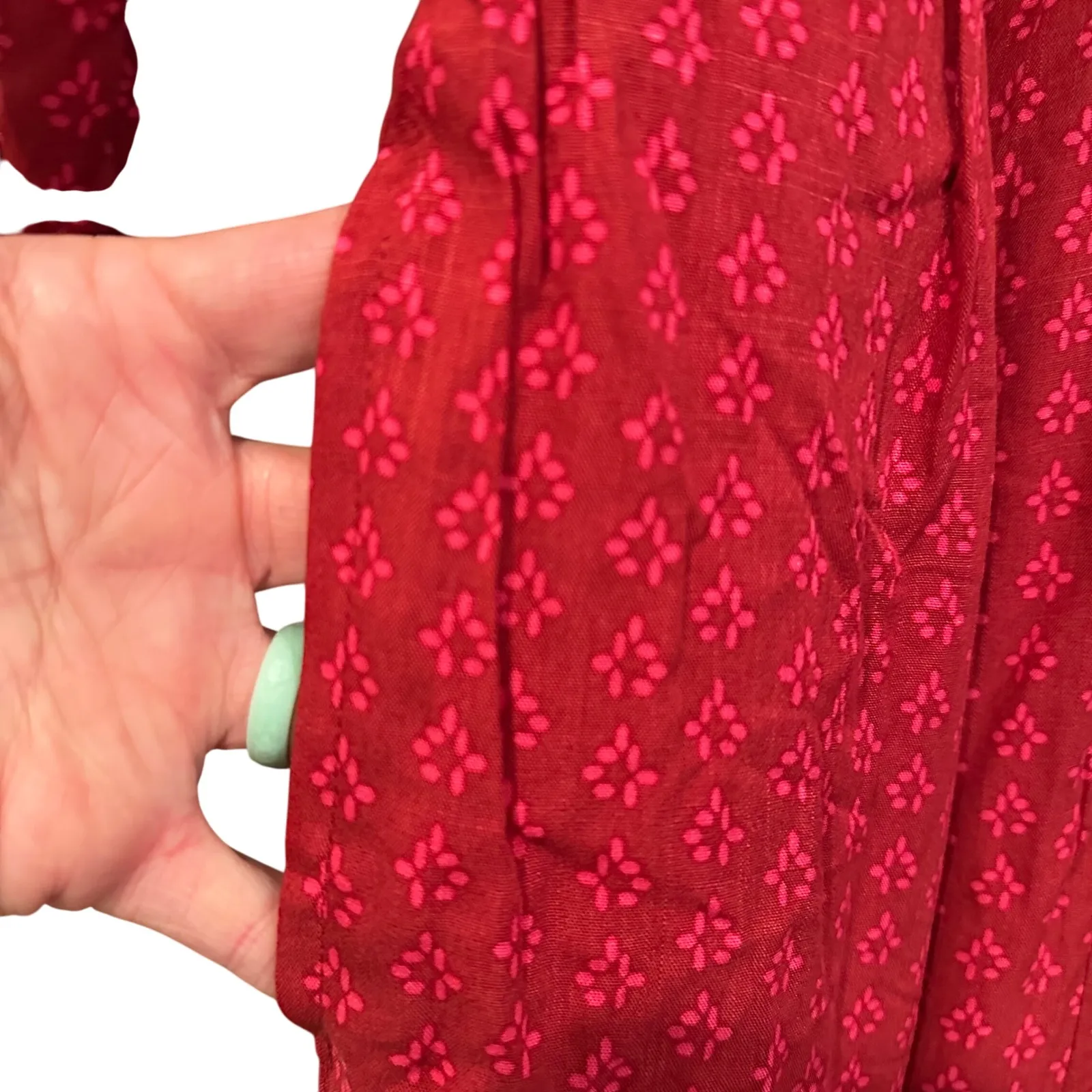 Knox Rose Floral Prairie Jumpsuit Women's Small Red Hippie Boho Casual Retro Y2K - Image 13