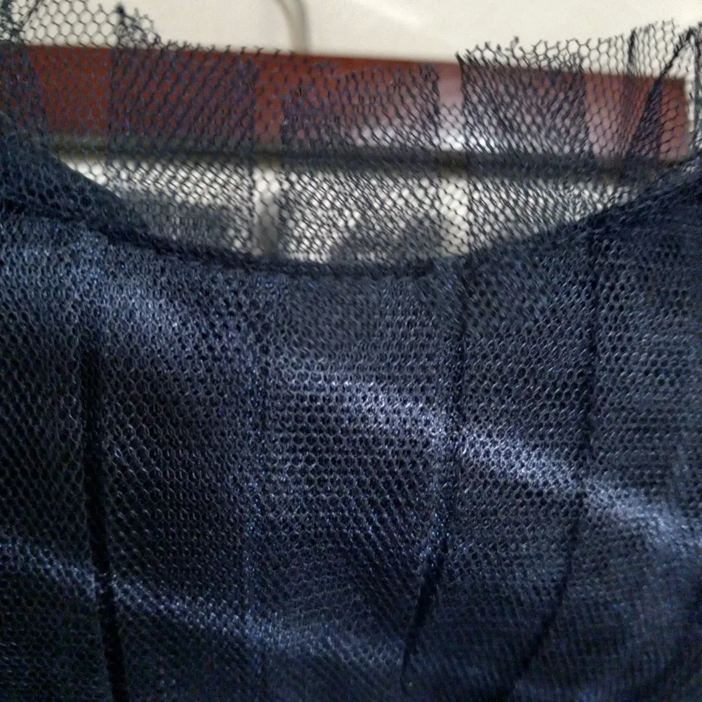 Vera Wang Maids 8 Strapless Tulle Midnite Blue Formal Maxi Dress - Image 9