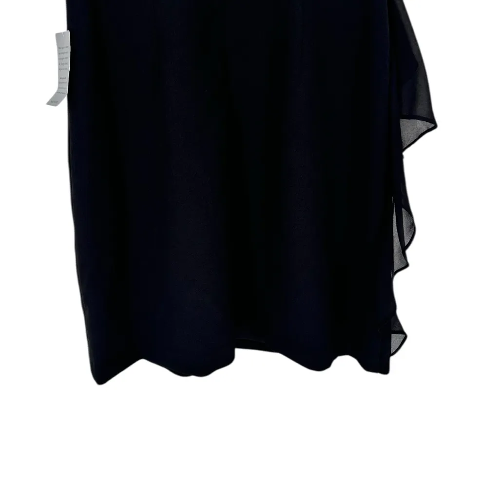 Eliza J Ruffle Front Mini Dress in Black size 6 NWT Sleeveless Crew Neck - Image 8