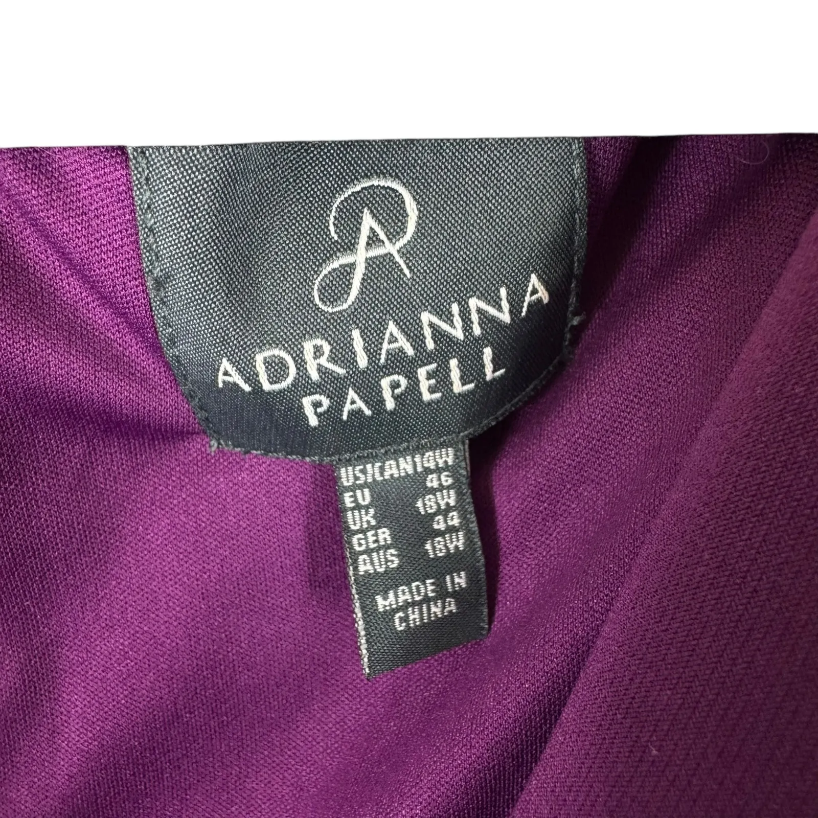 Adrianna Papell Purple Black Lace Sleeveless‎ Stretch Dress 14W - Image 6