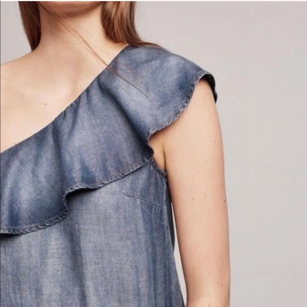 Anthro Cloth & Stone One Shoulder Chambray Dress - Image 2