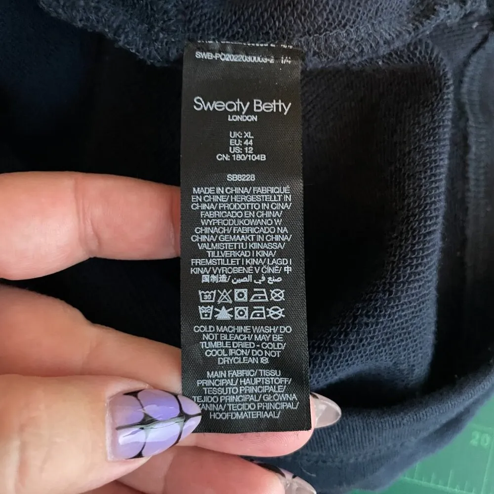 Sweaty Betty Women 12 Navy Blue Revive Lounge Half Zip Pullover Crop Sweatshirt - Image 10