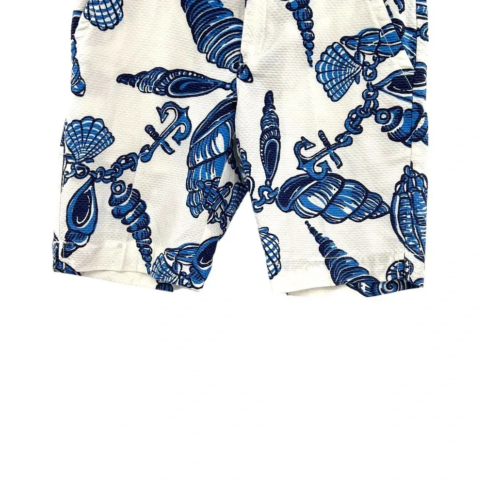 Lilly Pulitzer Resort Shorts Fallin' in Love‎ White Blue Seashell Print Size 4 - Image 6