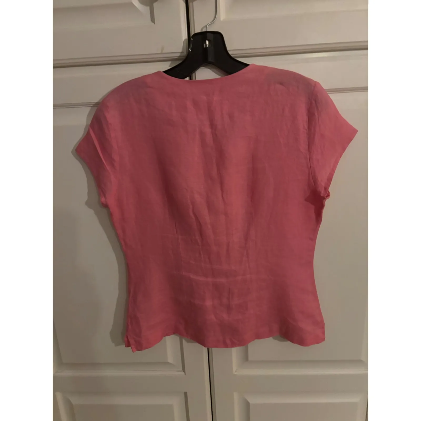 Talbots‎ Irish Linen Top Women's Button-Down Blouse Coral Pink Size 4 - Image 4
