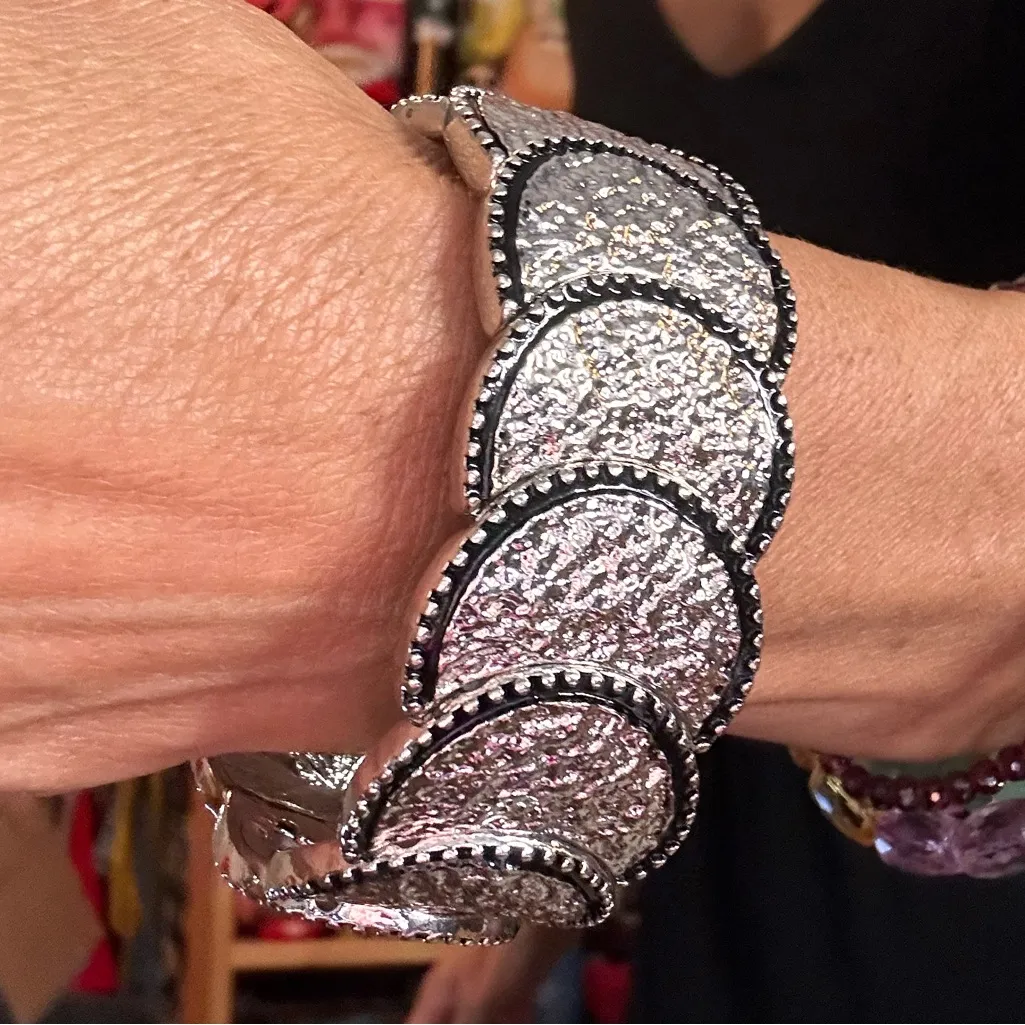 ERICA LYONS Silver tone Faux Druzy Tassel Necklace & Bracelet Set - Image 3