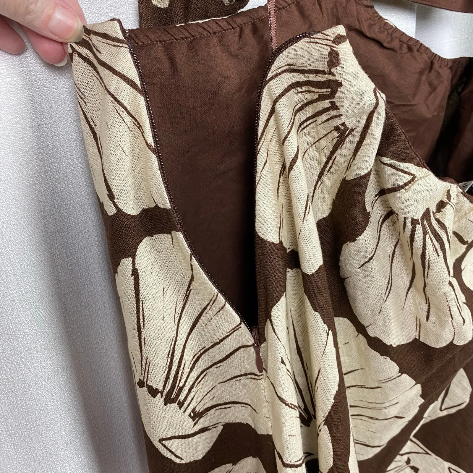 Abercrombie&Fitch Brown Seashell Cotton Linen Julia Cutout Maxi Dress Sz.L Tall - Image 13