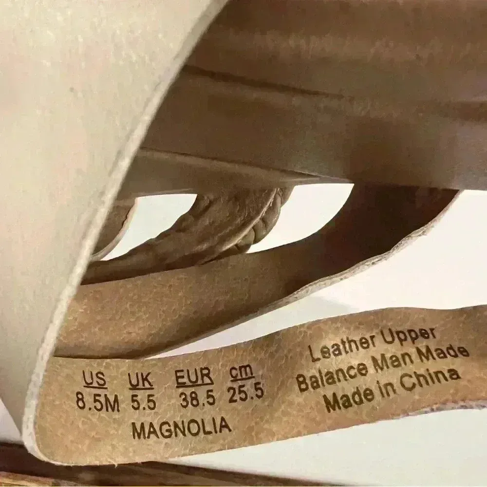 Dr. scholl’s sling back leather strappy sandal ruched square toe cushion 8,5 White - Image 3