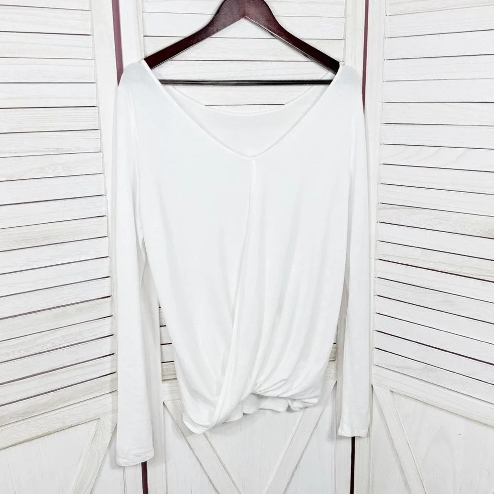Express‎ Split Twist Back Long Sleeve Shirt White Medium - Image 8