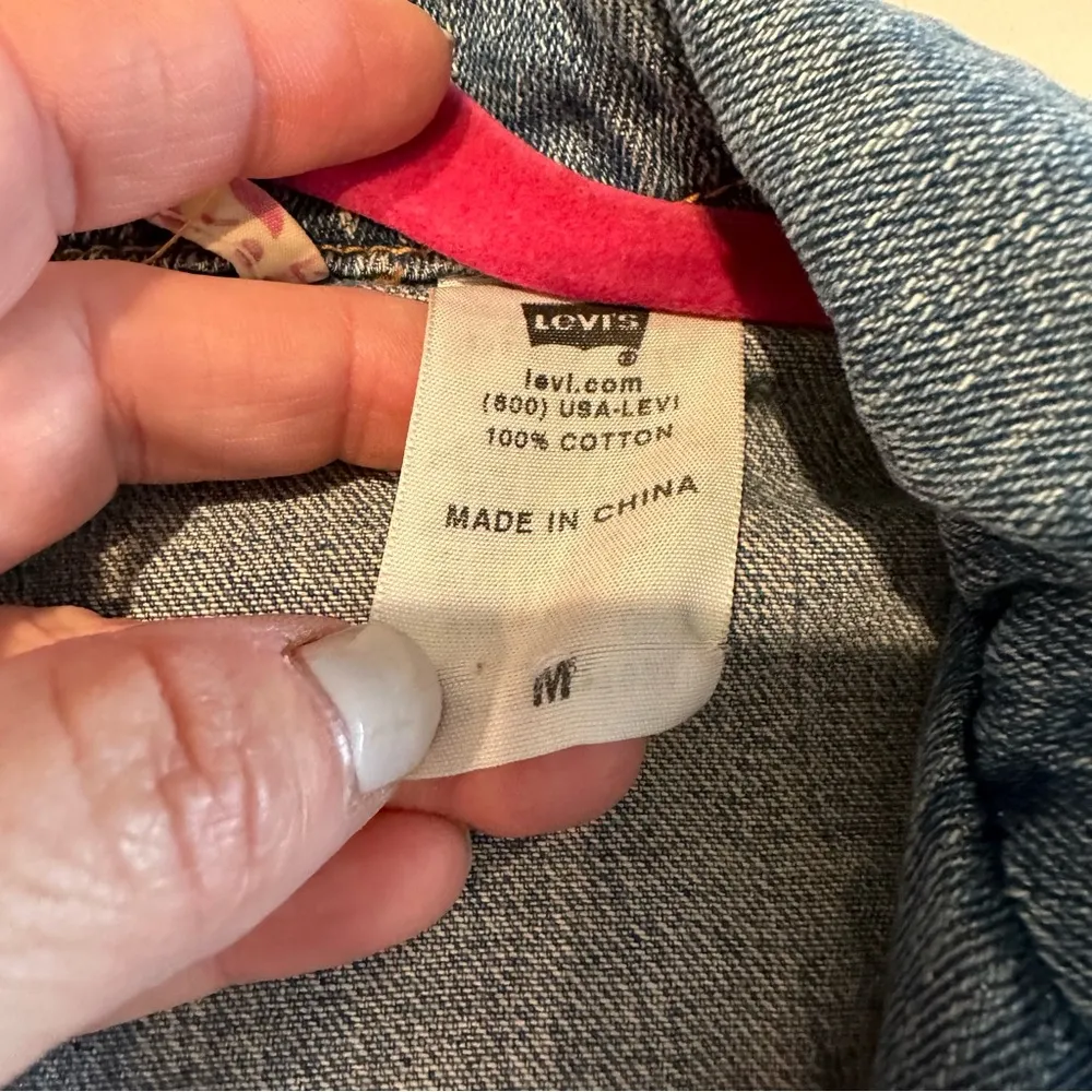 Vintage Levi’s Y2K Studded Distressed Denim Jean Blazer Jacket Cotton Sz… - Image 6