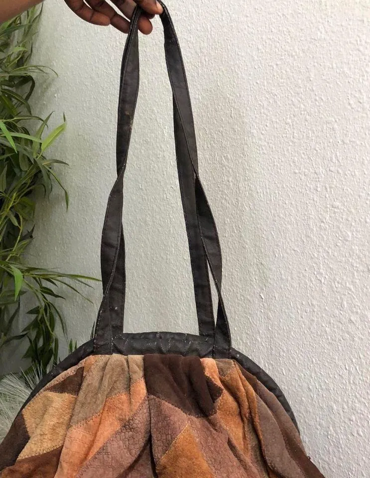 Y2K 2000s Hobo Boho Hippie Western Indie Brown Tan Black Orange Patchwork Shoulder Crossbody bag Purse #cottagecore - Image 2