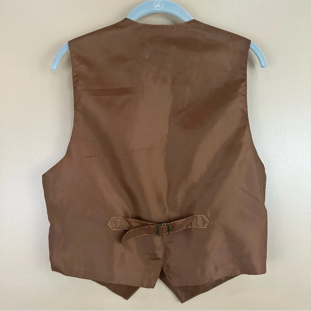 David Tan Brown Suede Leather Vest with Snap Closure M Size M - Image 8