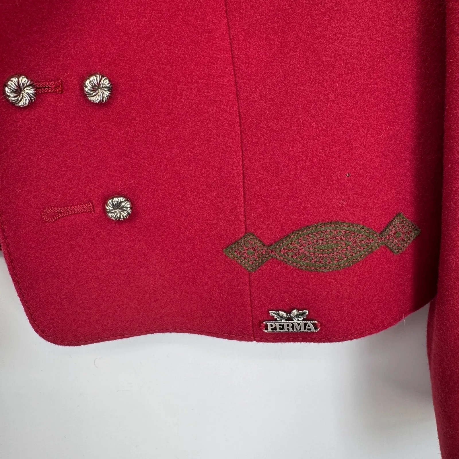 Vintage Echter Osterreichischer Loden Perma Austria Wool Military Jacket 46 Red Size undefined - Image 4