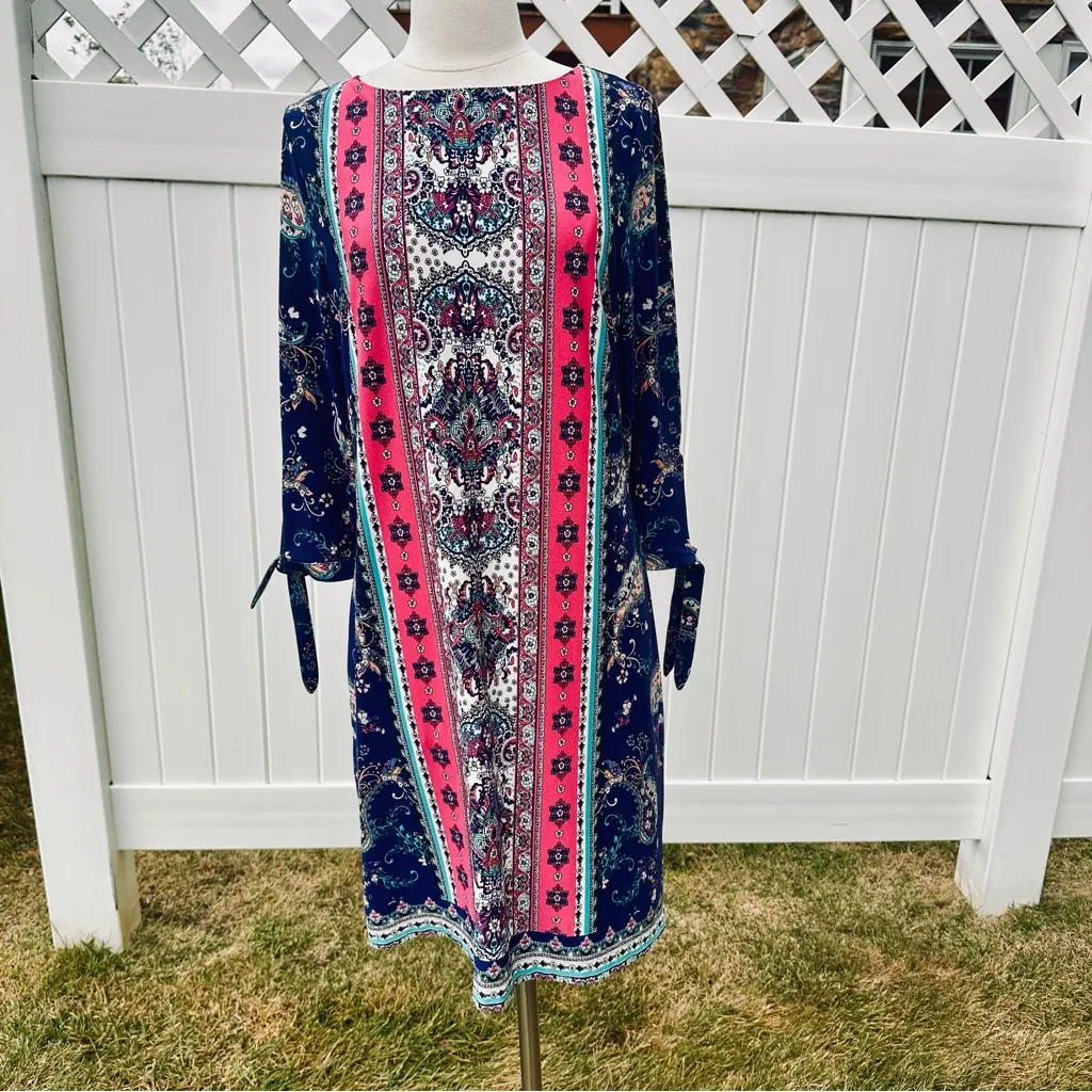 Chico’s  Medallion-Print Tie-Sleeve Dress Floral Paisley Shift - Image 8