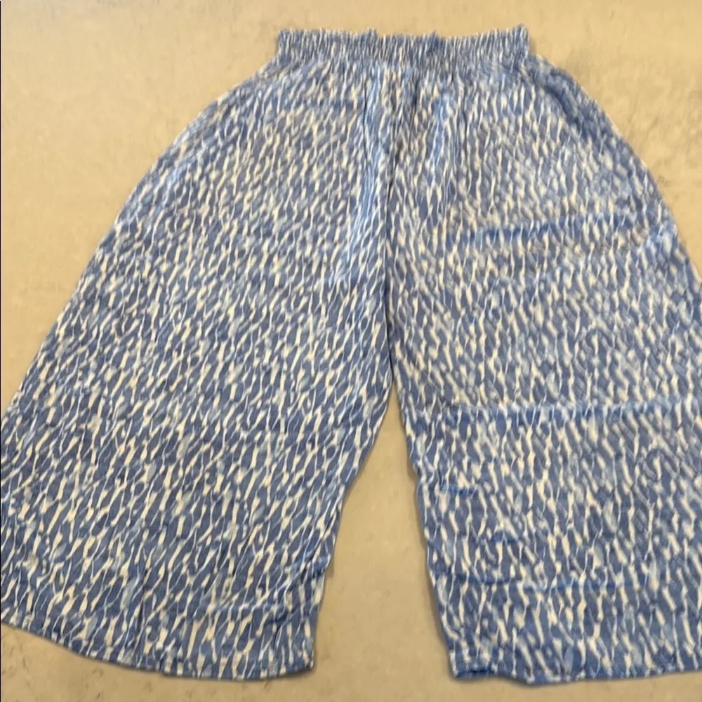 🦃 Michael Kors Blue and White Patterned Wide Leg Pants 12 - Image 8