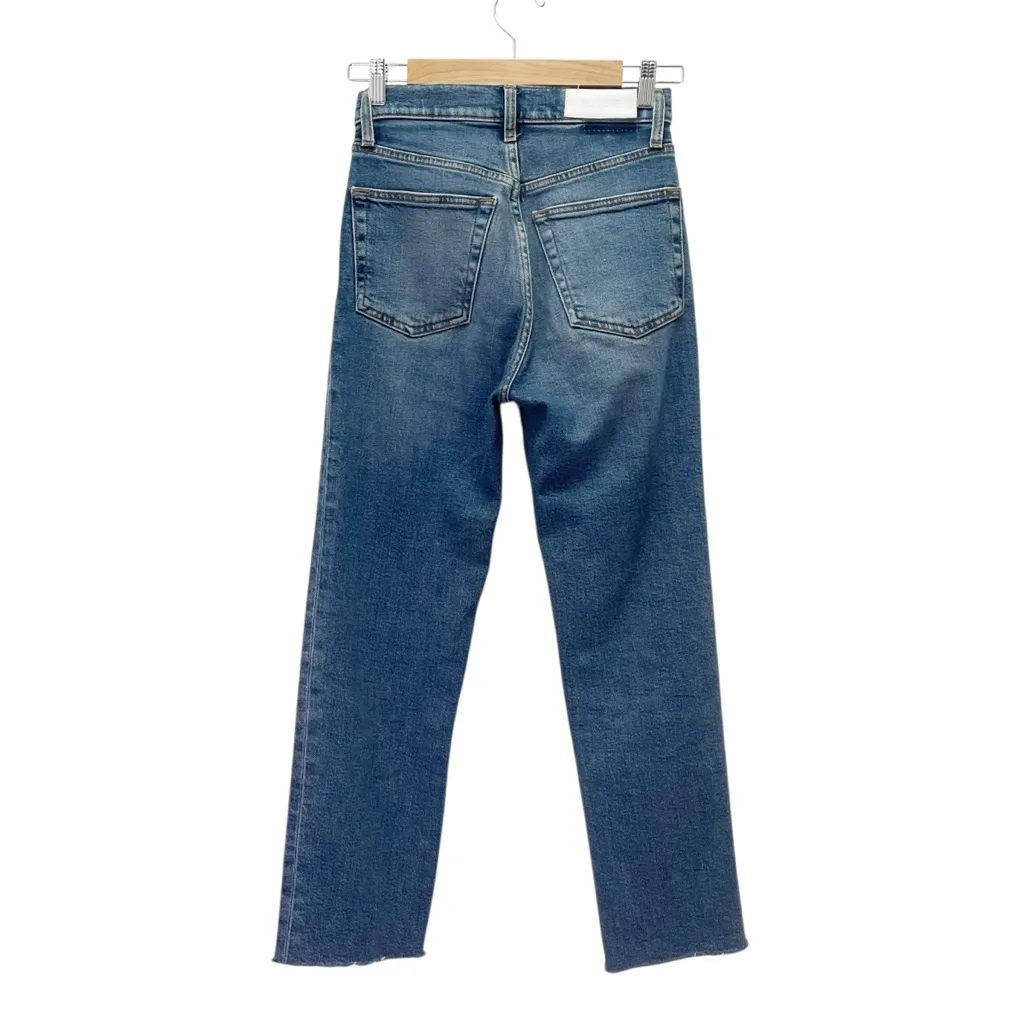 RE/DONE 70s High Rise Stove Pipe Jeans Broken In Dark Wash Size 24 Straight Leg - Image 3