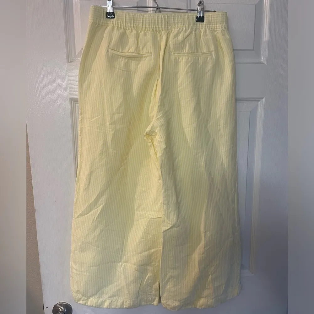 Loft. Size small wide leg linen yellow striped pants - Image 5