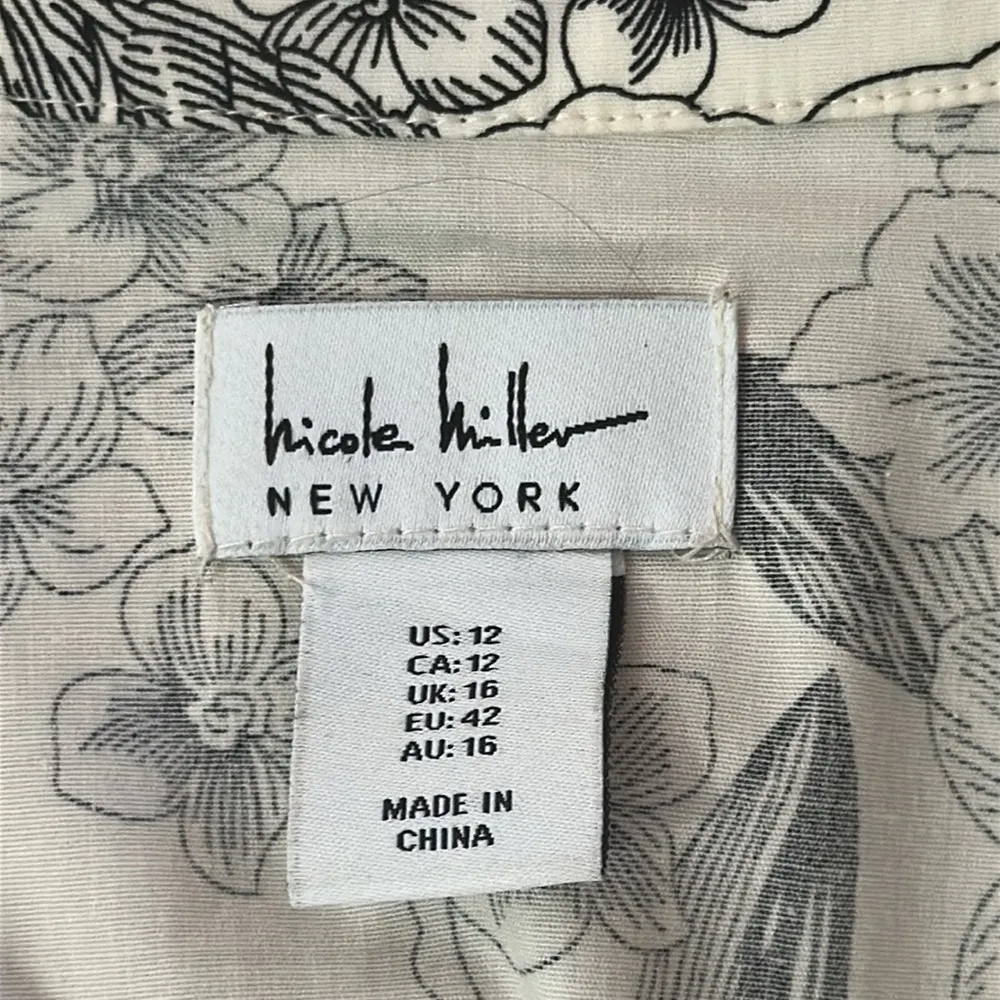 Nicole Miller Floral Puff Sleeve Belted Midi Dress Sz 12 - Image 7