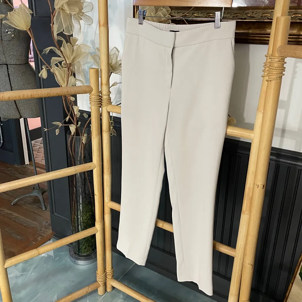 Quince Stretch Crepe Ankle Pants Sand Elastic Back Career Trousers - Image 5
