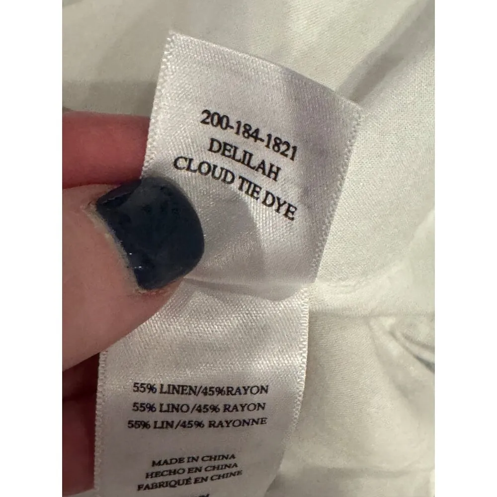 Rails Dress Women Medium Blue White Cloud Tie Dye Linen Blend Delilah‎ Midi - Image 13