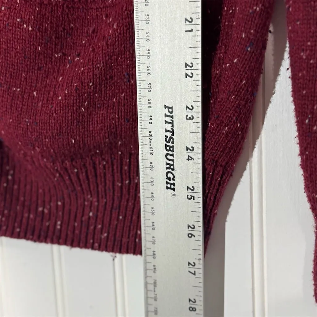 Crown & Ivy Red Speckled Knit Shawl Collar Cardigan Sweater Women’s S Pockets - Image 6