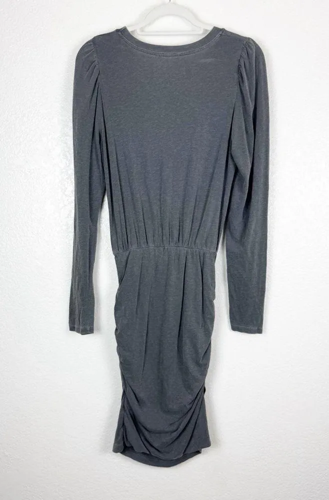 Sundry Gray Ruched Long Sleeve Tee Shirt Casual Sheath Dress Size 2 (Medium) - Image 4