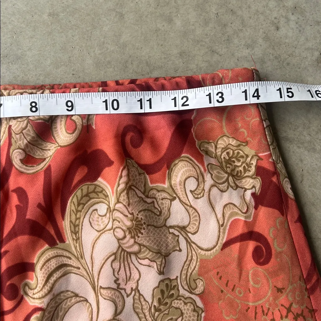 Vtg Y2K My Michelle Pink Rose Floral Asymmetrical Ruffle Hem Skirt Sz Lg - Image 4