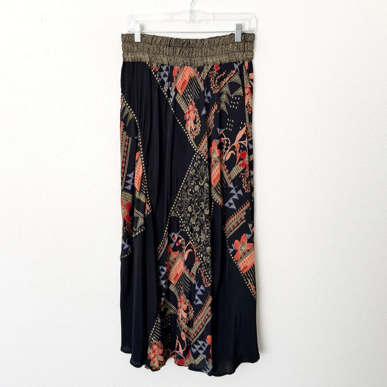 [Vintage] Dorothy Schoelen Black Dark Floral Geometric Print Maxi Skirt Size 12 - Image 2
