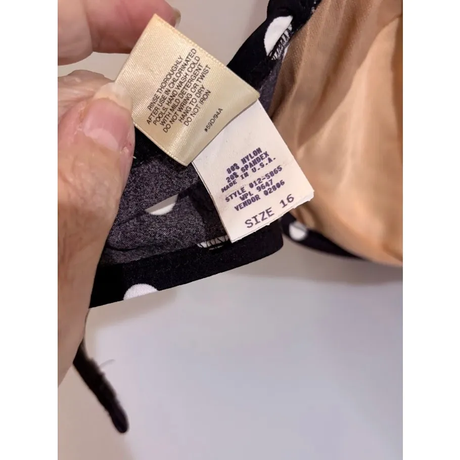 Eddie Bauer  Black White Polka Dot High Cut Cheeky Bikini - Size 16 - Image 6