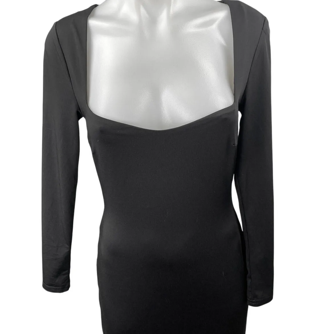 Princess Polly Black Sweetheart Neck Long Sleeve Backless Midi Bodycon Dress 6 - Image 3