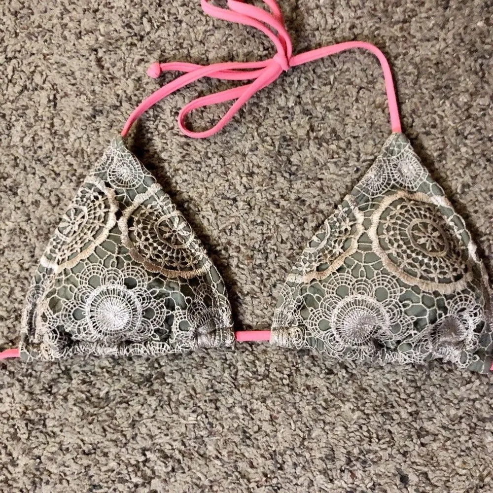 Xhilaration Swimsuit Juniors Top M Bottoms L Used 2 Piece Bikini Tan Salmon - Image 8