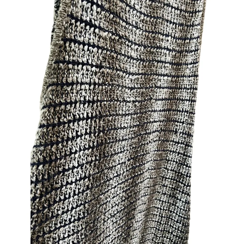 Mystree Anthropologie Boho Knit Western Grey/Navy Open Vest OS Fringe Festival - Image 3