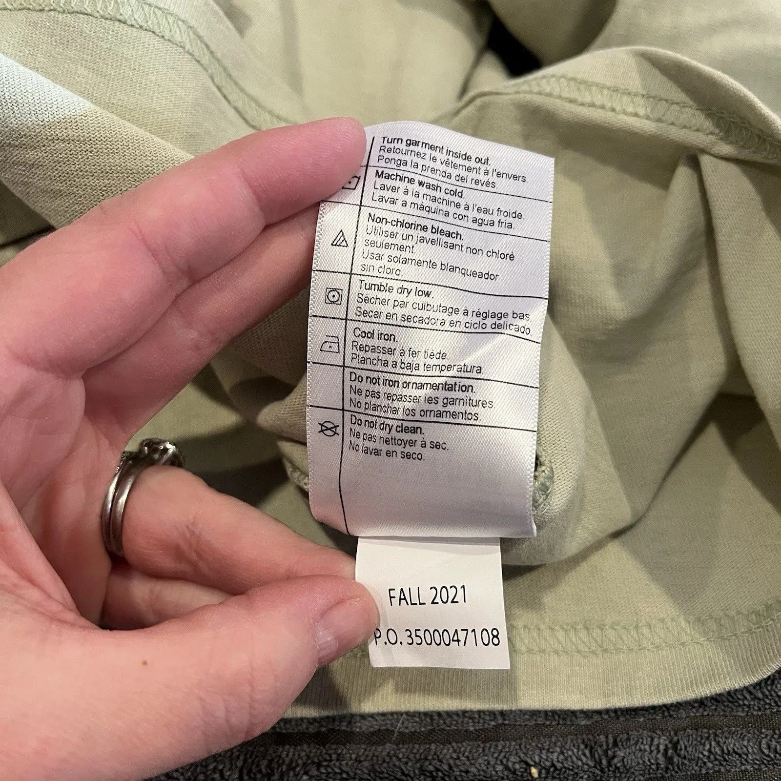 Carhartt Women Long Sleeve T-shirt Loose Fit L Sleeve logo Crew Neck Light Green - Image 7